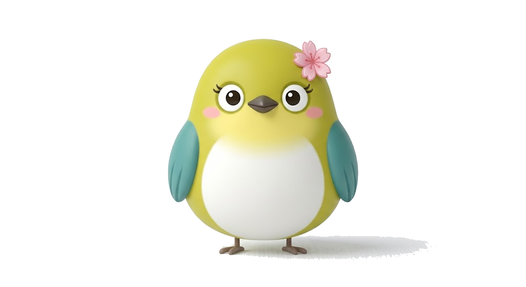 メジローマのイラスト。頭にピンクのお花をつけている
